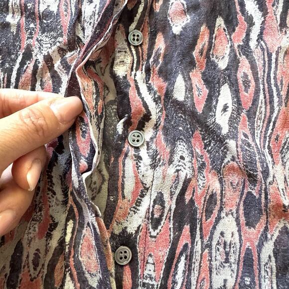 IRO Jeisa 100% Silk Rusty Abstract Print Button Front Blouse Top - Picture 5 of 12
